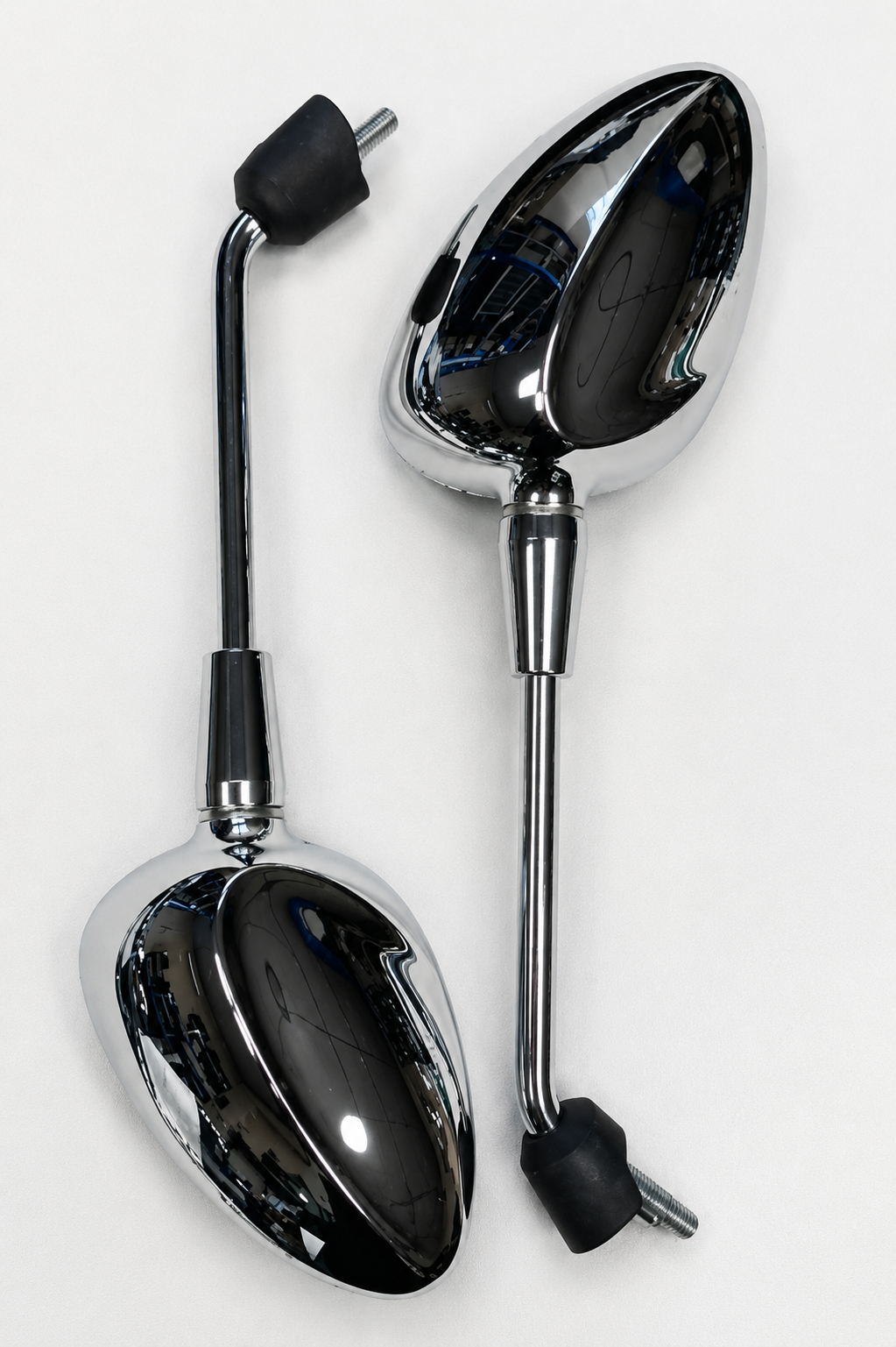 Pair of Dar Vespa chrome rear view mirrors for Vespa Primavera, Sprint, GTS, LX and S scooters with polished chrome finish