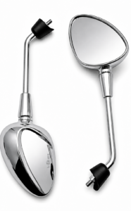 Pair of Dar Vespa chrome rear view mirrors for Vespa Primavera, Sprint, GTS, LX and S scooters with polished chrome finish