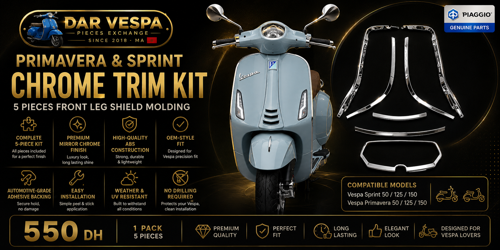 Premium LED lights for Vespa Sprint and Primavera scooters