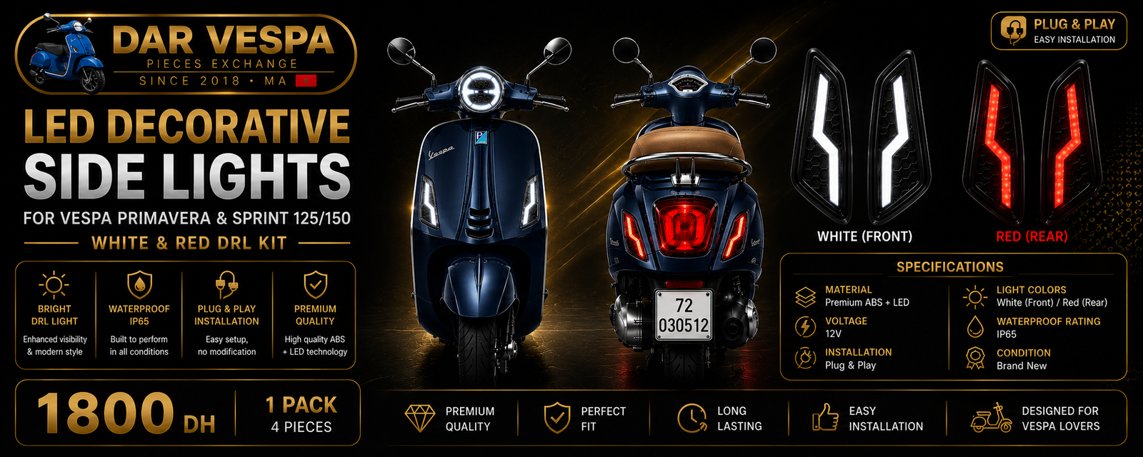Original chrome mirror for Vespa scooter with premium chrome finish