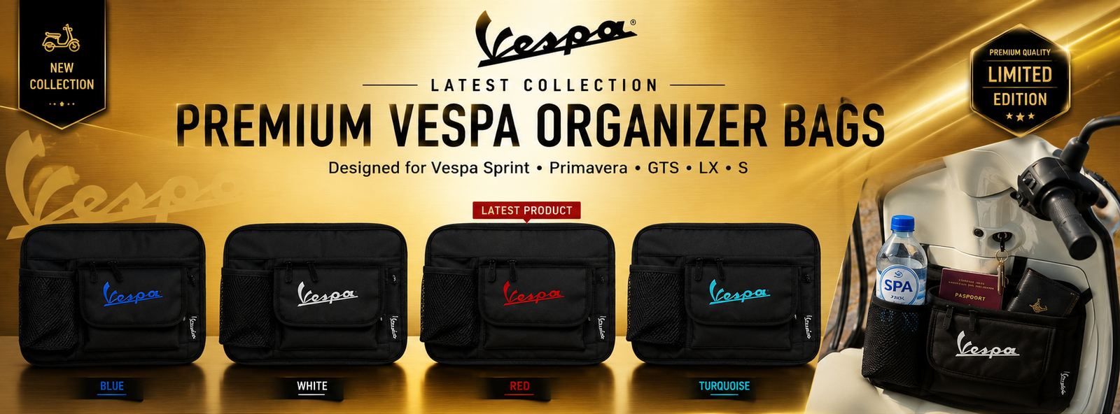 Premium Vespa Front Organizer Storage Bag